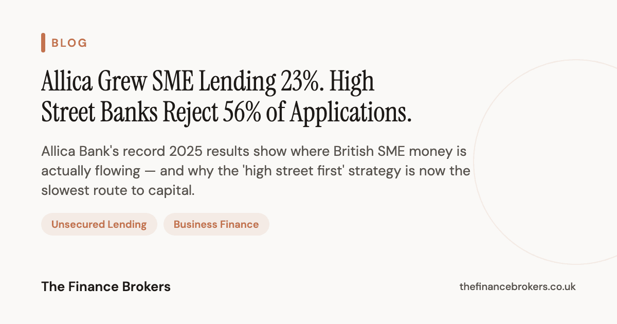 Allica Grew SME Lending 23%. High Street Banks Reject 56% of Applications.